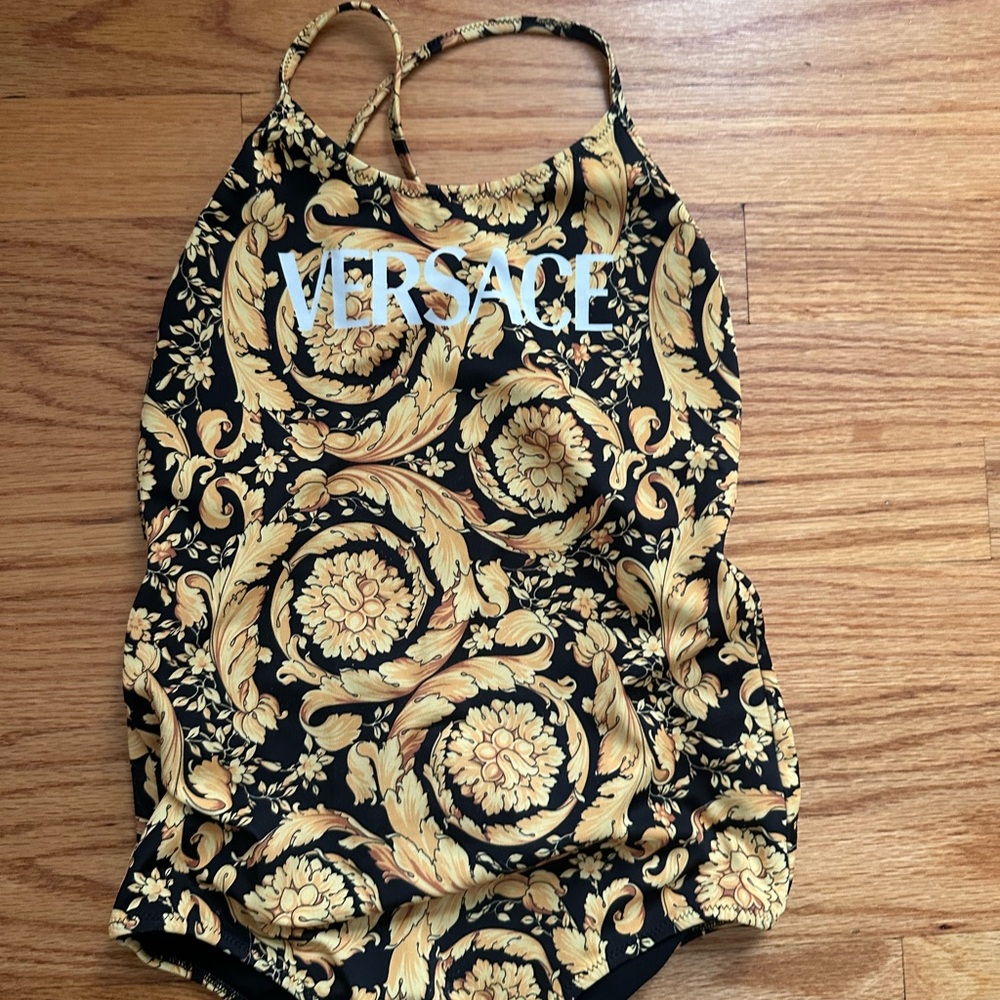 Versace Girl’s Black and Gold Swimsuit